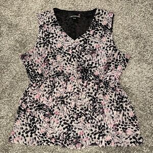 LAURA PETITS Women's Patterned Sleeveless Blouse with ruffles